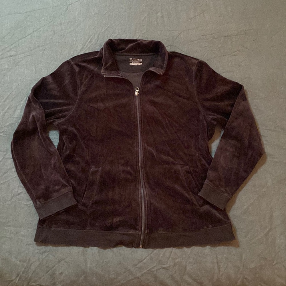 Velvet Black Zip Up Jacket XL Y2K Vibes